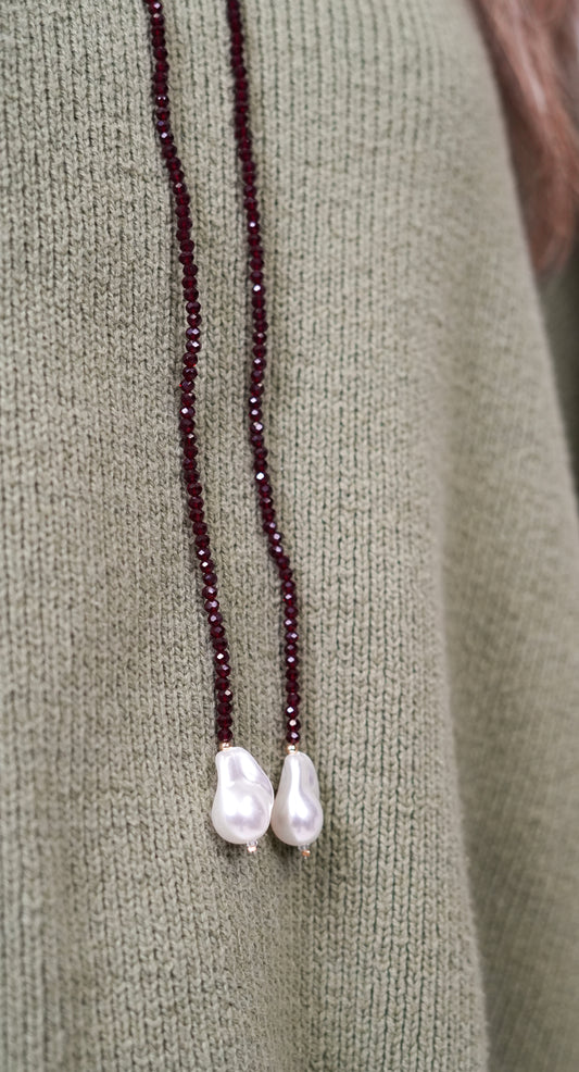 The Burgundy Longline Pearl Necklace