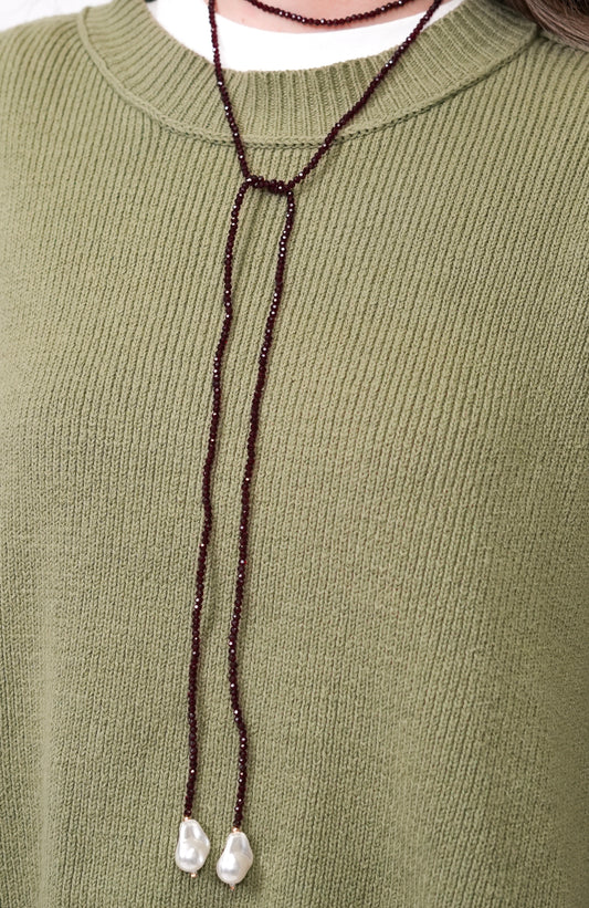 The Burgundy Longline Pearl Necklace