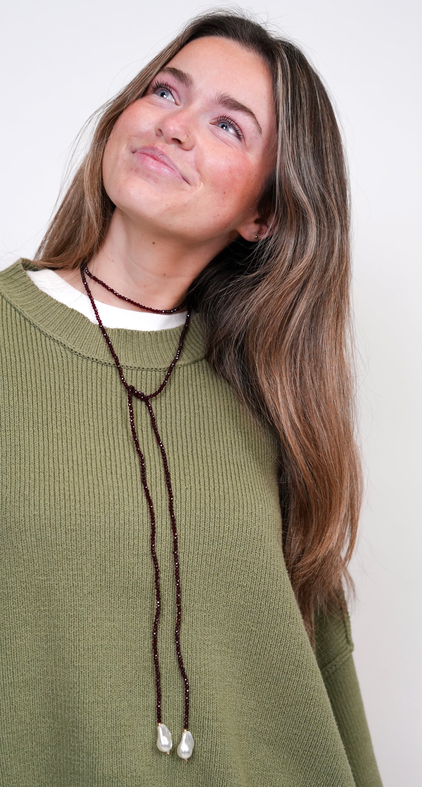 The Burgundy Longline Pearl Necklace